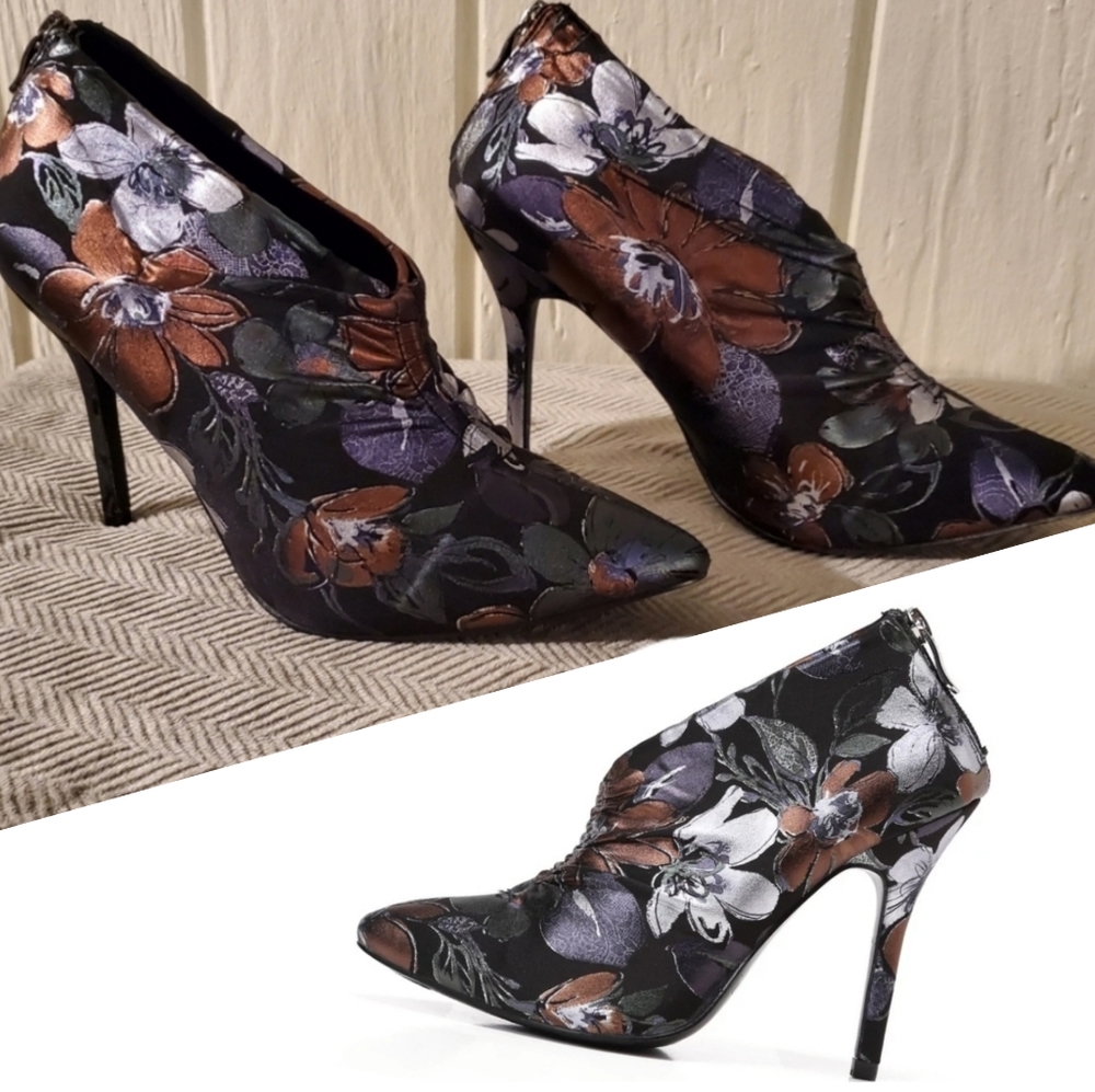 Mackin J Ruching Floral Ankle Boot